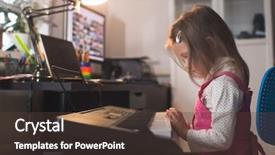 Presentation with piano - Presentation theme with girl child plays piano synthesizer background and a tawny brown colored foreground