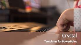  Presentation with children little child girl plays - Presentation theme having girl child plays piano synthesizer background and a coral colored foreground