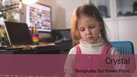  Presentation with piano - Presentation theme featuring girl child plays piano synthesizer background and a violet colored foreground