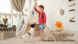 Presentation with fox - Audience pleasing theme consisting of girl-child-training-fox-terrier backdrop and a coral colored foreground