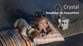  Presentation with vintage movie - PPT layouts featuring girl-child-watching-an-old background and a tawny brown colored foreground