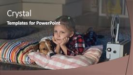  Presentation with vintage movie - PPT theme consisting of girl-child-watching-an-old background and a dark gray colored foreground