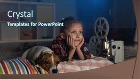  Presentation with vintage movie - PPT layouts featuring girl-child-watching-an-old background and a ocean colored foreground