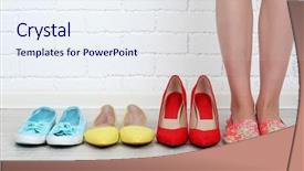  Presentation with shoes - Beautiful presentation featuring girl chooses shoes in room backdrop and a sky blue colored foreground