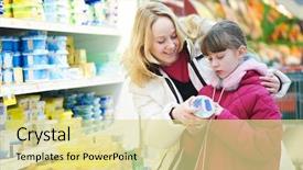  Presentation with dairy - Beautiful slide deck featuring girl choosing produces in dairy backdrop and a blonde colored foreground