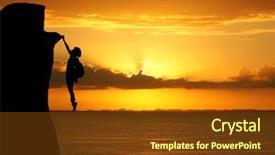  Presentation with mountain climbing - Slide set enhanced with girl climbing a tall mountain background and a  colored foreground