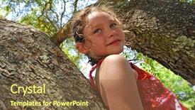  Presentation with oak tree - Colorful presentation enhanced with girl climbing huge oak tree backdrop and a tawny brown colored foreground