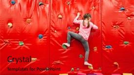  Presentation with german attraction - Beautiful PPT theme featuring girl climbing wall attraction playground backdrop and a crimson colored foreground