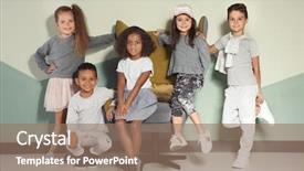  Presentation with color - Amazing PPT layouts having girl clothes - cute stylish children near color backdrop and a coral colored foreground