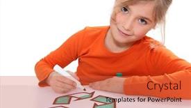  Presentation with recycling - Presentation theme having girl colouring recycling sign background and a red colored foreground