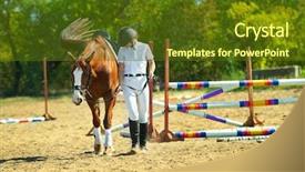  Presentation with disco jockey - Theme with girl competition - image of female jockey background and a tawny brown colored foreground