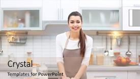  Presentation with dough - Presentation featuring girl cooking - beautiful young woman kneading dough background and a coral colored foreground