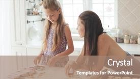  Presentation with old school punk rock leather - Presentation theme featuring girl cooking at the kitchen background and a coral colored foreground