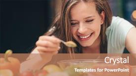  Presentation with cooking equipment kitchen utensils - Colorful theme enhanced with girl cooking in the kitchen backdrop and a  colored foreground