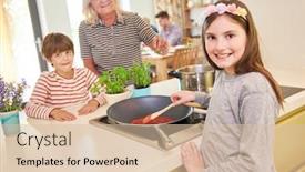  Presentation with grandma - Slide deck enhanced with girl-cooks-tomato-sauce-together background and a lemonade colored foreground