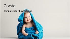 Presentation with happy baby - PPT theme having girl covered with a blue background and a light gray colored foreground