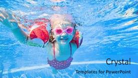  Presentation with under water - Colorful PPT layouts enhanced with girl creates bubbles under water backdrop and a light blue colored foreground