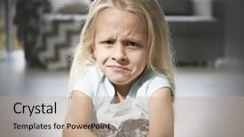  Presentation with child abuse - Presentation featuring girl crying indoors child abuse background and a coral colored foreground