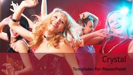  Presentation with dance beautiful couple dancing ballroom - Slide deck featuring girl dancing at a party background and a crimson colored foreground