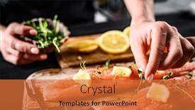  Presentation with trout - Slide deck with girl-decorating-at-fillet-trout and a red colored foreground