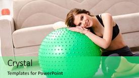  Presentation with exercise kids kid doing fitness - Presentation theme consisting of girl doing exercises with fitball background and a seafoam green colored foreground