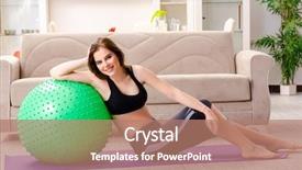  Presentation with exercises - Audience pleasing theme consisting of girl doing exercises with fitball backdrop and a coral colored foreground