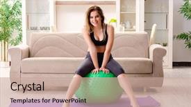  Presentation with exercise kids kid doing fitness - Presentation theme having girl doing exercises with fitball background and a coral colored foreground