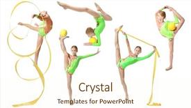  Presentation with gymnastics - Presentation design with girl doing gymnastics exercises on white background background and a cream colored foreground