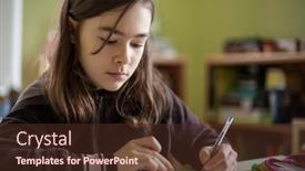  Presentation with homework - Cool new presentation theme with girl-doing-homework backdrop and a tawny brown colored foreground