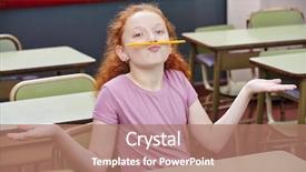  Presentation with elementary school female career day - Presentation with girl doing nonsense in elementary background and a  colored foreground