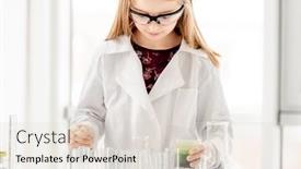  Presentation with chemical experiment - Slide set consisting of girl-doing-scientific-chemistry-experiment background and a lemonade colored foreground