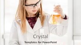  Presentation with chemical experiment - Slide set with girl-doing-scientific-chemistry-experiment background and a sky blue colored foreground