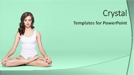  Presentation with woman sport - Cool new PPT layouts with girl doing yoga in white backdrop and a mint green colored foreground