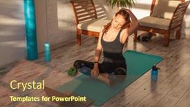  Presentation with computer room - Presentation theme having girl-doing-yoga-training background and a tawny brown colored foreground