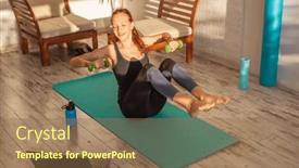  Presentation with computer room - Presentation consisting of girl-doing-yoga-training background and a violet colored foreground