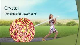  Presentation with candy cane christmas - Audience pleasing PPT theme consisting of girl drags a huge colorful backdrop and a cool aqua colored foreground