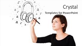  Presentation with certificate - Presentation theme featuring girl drawing headphone and music background and a white colored foreground