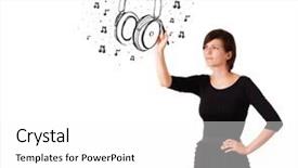  Presentation with certificate - Audience pleasing slide set consisting of girl drawing headphone and music backdrop and a white colored foreground