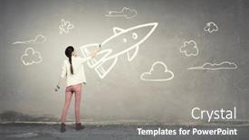  Presentation with rocket - Beautiful slide deck featuring girl drawing rocket mixed media backdrop and a gray colored foreground