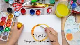  Presentation with creation - Audience pleasing slide deck consisting of girl-drawing-watercolor backdrop and a coral colored foreground