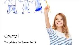  Presentation with family values - PPT theme enhanced with girl drawing with brush family background and a white colored foreground