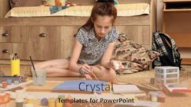  Presentation with creation - Amazing presentation theme having girl-draws-at-home-artistic backdrop and a coral colored foreground