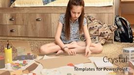  Presentation with creation - Beautiful slide deck featuring girl-draws-at-home-artistic backdrop and a coral colored foreground