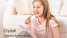  Presentation with living room - Audience pleasing PPT layouts consisting of girl draws pictures in sketchbook backdrop and a lemonade colored foreground