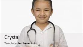  Presentation with medicines - Presentation enhanced with girl dressed as a nurse and holding a tray of medicines and smiling background and a light gray colored foreground