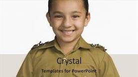  Presentation with police - Amazing PPT theme having girl dressed as a police backdrop and a gold colored foreground
