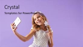  Presentation with magic wand - Presentation design featuring girl dressed in a princess background and a light blue colored foreground