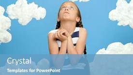  Presentation with cotton - Audience pleasing presentation consisting of girl-dressed-in-striped-dress backdrop and a teal colored foreground