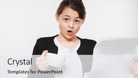  Presentation with group of three young girl - PPT theme with girl drinking coffee reading gazette background and a white colored foreground