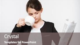  Presentation with girl reading - Cool new theme with girl drinking coffee reading gazette backdrop and a gray colored foreground
